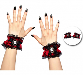 Punhos góticos vermelhos com laço Punhos góticos vermelhos com laço