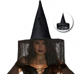 Black Witch Hat with Fringes Black Witch Hat with Fringes