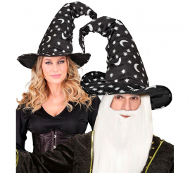 Sombrero de Bruja o Mago con Luna y Estrellas adulto