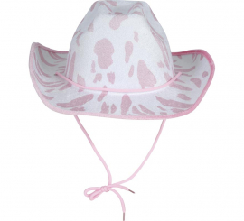 Sombrero Vaquero blanco y rosa para adultos