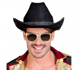 Chapéu de cowboy preto com glitter para adultos Chapéu de cowboy preto com glitter para adultos
