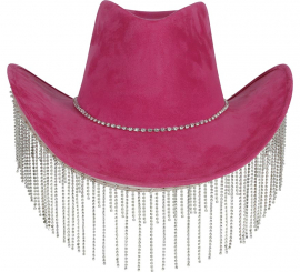 Sombrero Vaquero rosa con Flecos adultos