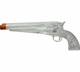 Trabuco de Pistolero plateado de 30 cm de Plástico