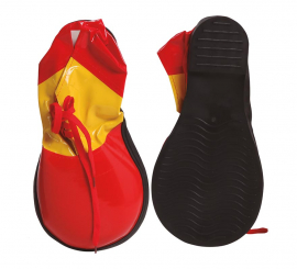 Sapatos de palhaço vermelho e amarelo 35 cm