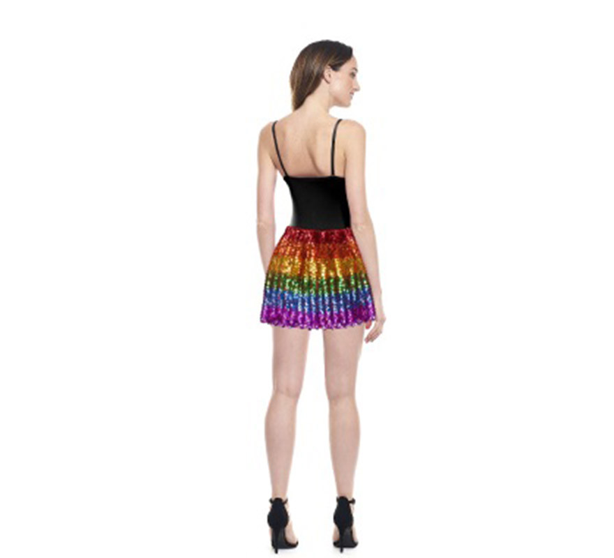 Minifalda de Lentejuelas Arcoíris para mujer-B