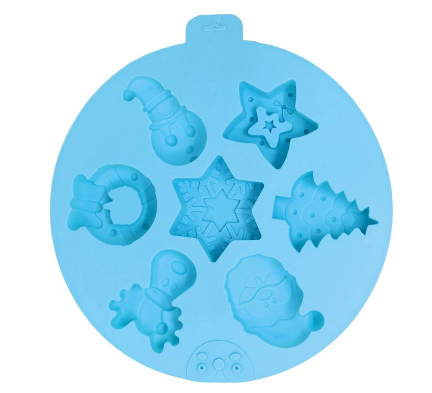 Molde Circular para 7 Galletas Navideñas de silicona de 24 cm-B