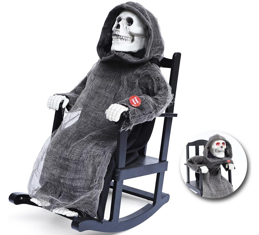 Morte com cadeira de balanço animada com luz, som e movimento 22x30x42-B