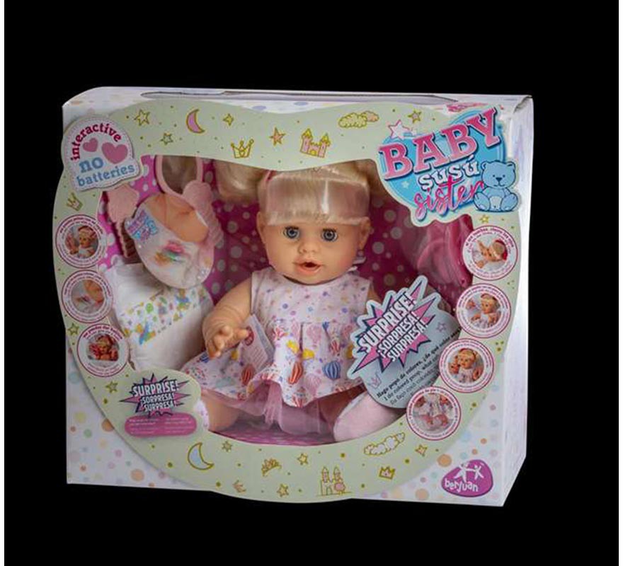 Muñeca Baby Susu Interactivo Sister con Accesorios de 38 cm-B