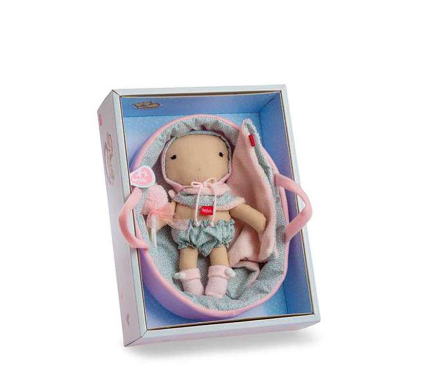 Muñeca de Trapo Primera Infancia con Capazo Blanco de 28 cm-B