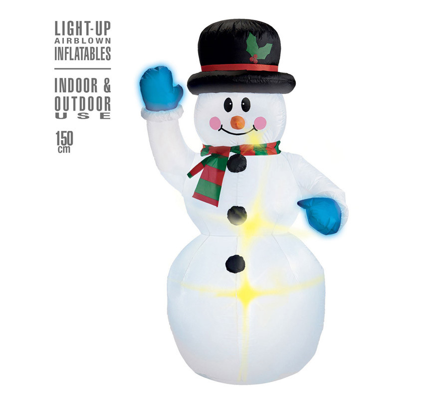 Muñeco de Nieve Hinchable Luminoso con Ventilador de 150 cm-B