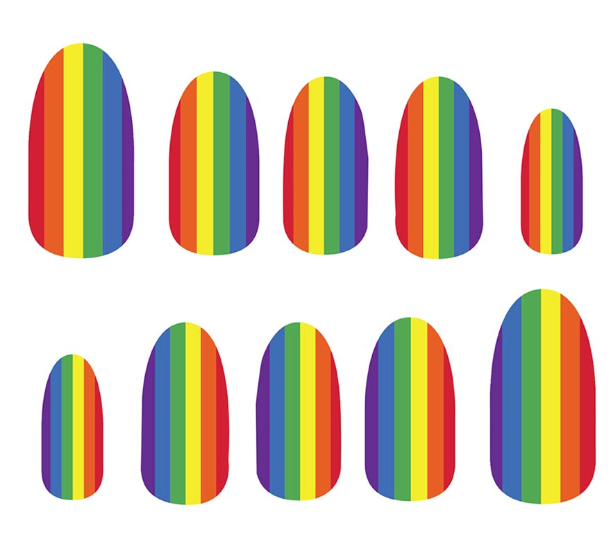 Pack de 12 Uñas Arcoíris con Pegamento-B