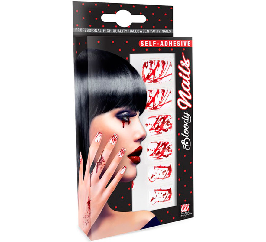 Pacote com 12 unhas autoadesivas sangrentas-B