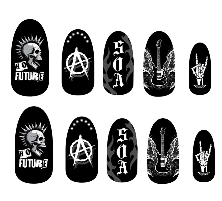 Pack de 12 Uñas Punk con Pegamento-B