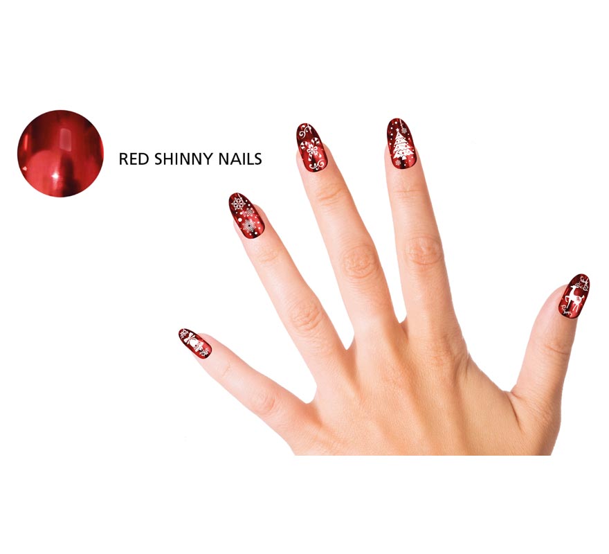 Pack of 12 red nails with glue-B