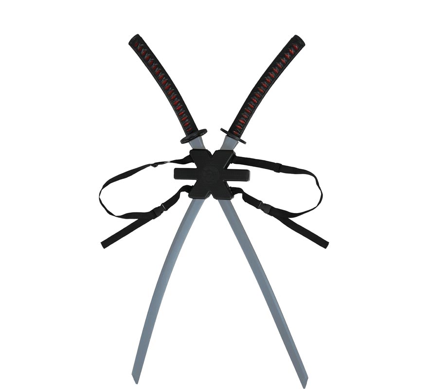 Pack de 2 Espadas Samurái para Espalda de 95 cm de Plástico-B