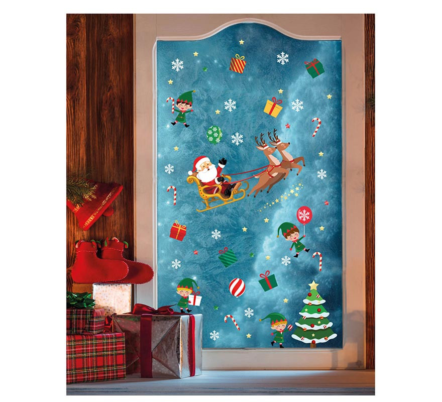 Pack de 2 Hojas Electroestáticas de Ventana Papá Noel de 30x40 cm-B