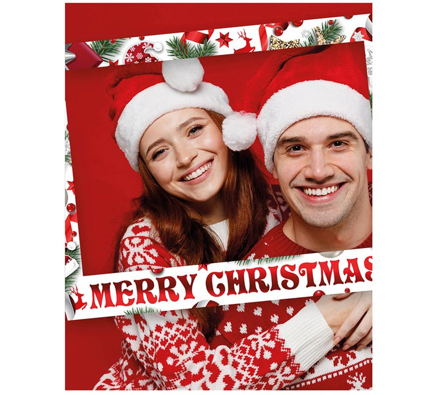 Pack de 24 Photocall Merry Christmas blanco de 80x60 cm-B