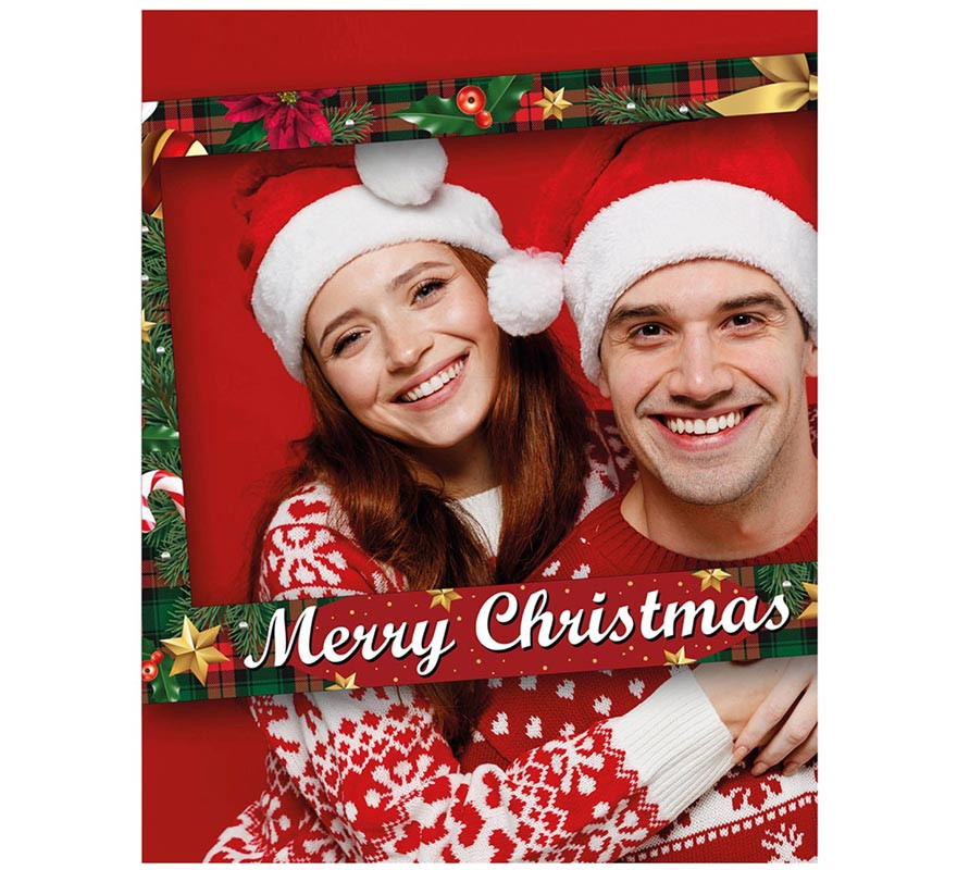 Pack de 24 Photocall Merry Christmas rojo de 80x60 cm-B