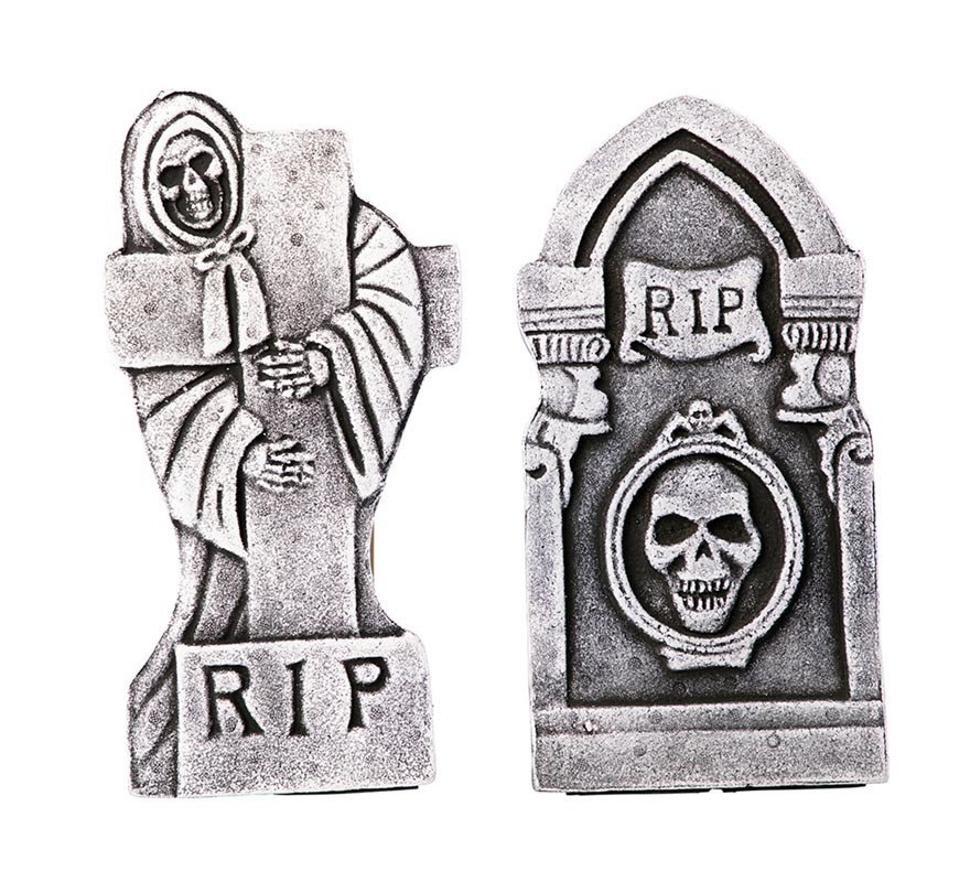 Pack of 4 Skull Tombstones measuring 21.5x6.5x42 cm-B