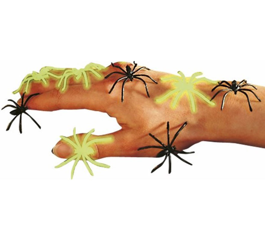 Pack of 6 assorted black and fluorescent spiders-B