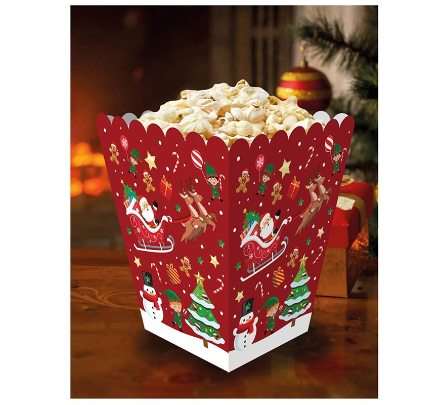 Pack of 6 Snowman Paper Popcorn Bags 18x10.5cm-B