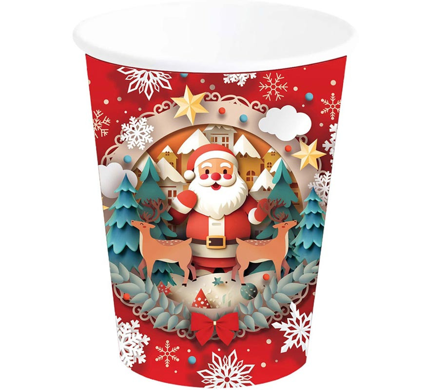 Pack de 6 Vasos de Papá Noel de 240 ml-B