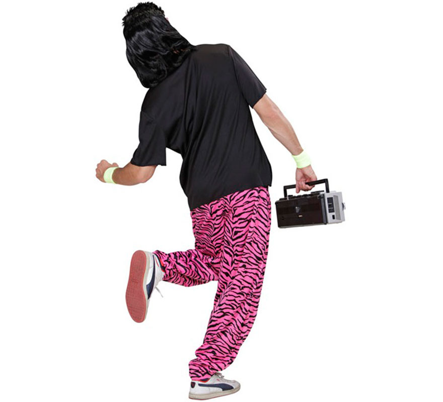 Men's 80s Pink Zebra Print Pants-B