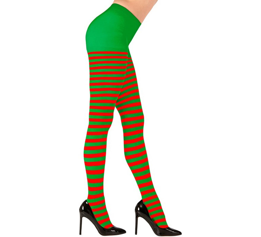 Collants rayés rouges et verts 70 DEN-B