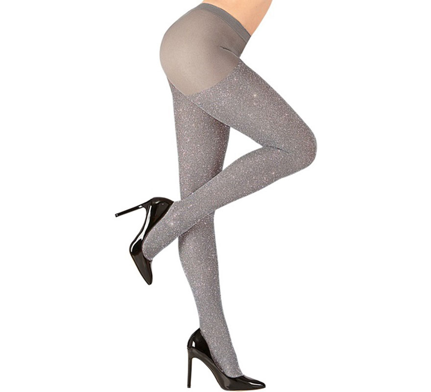 40 DEN Silver Shiny Tights for Women-B