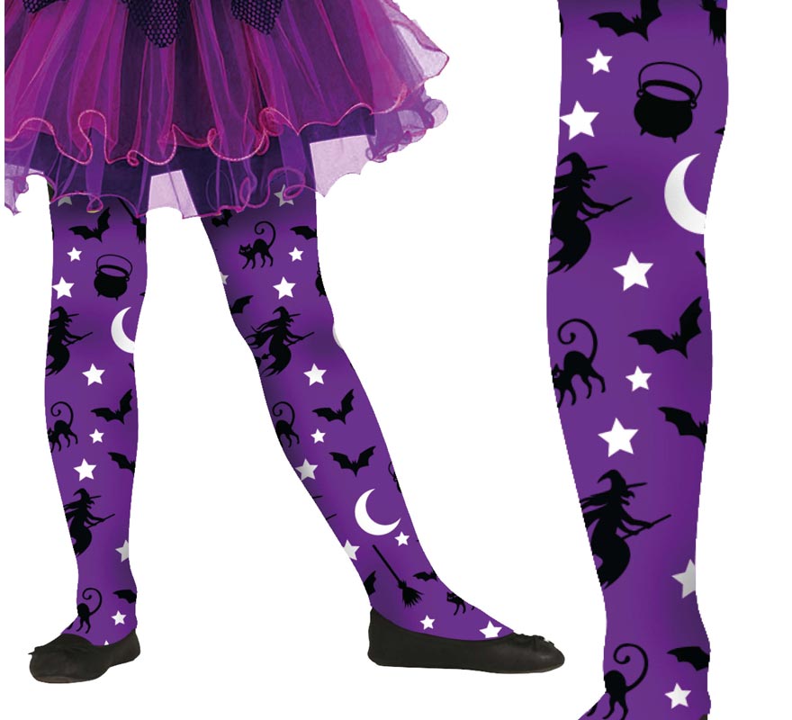 Collant da strega viola per bambini-B