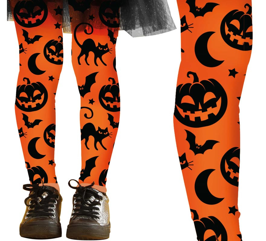 Pantys de Halloween naranjas Infantiles-B