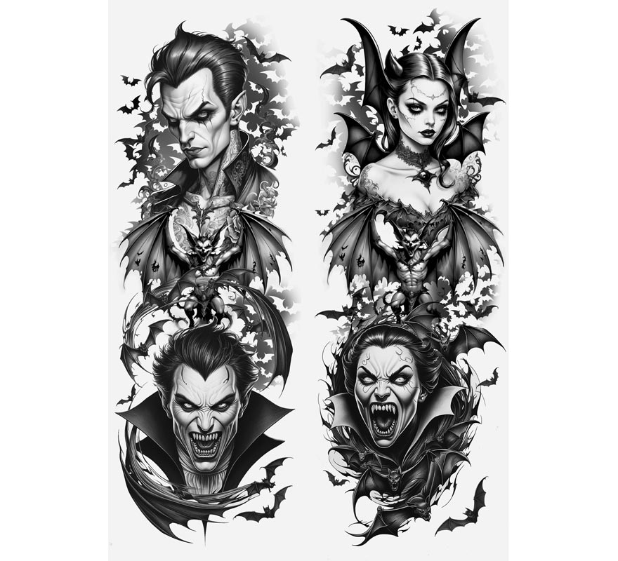 Vampire Tights with Tattoo Effect-B