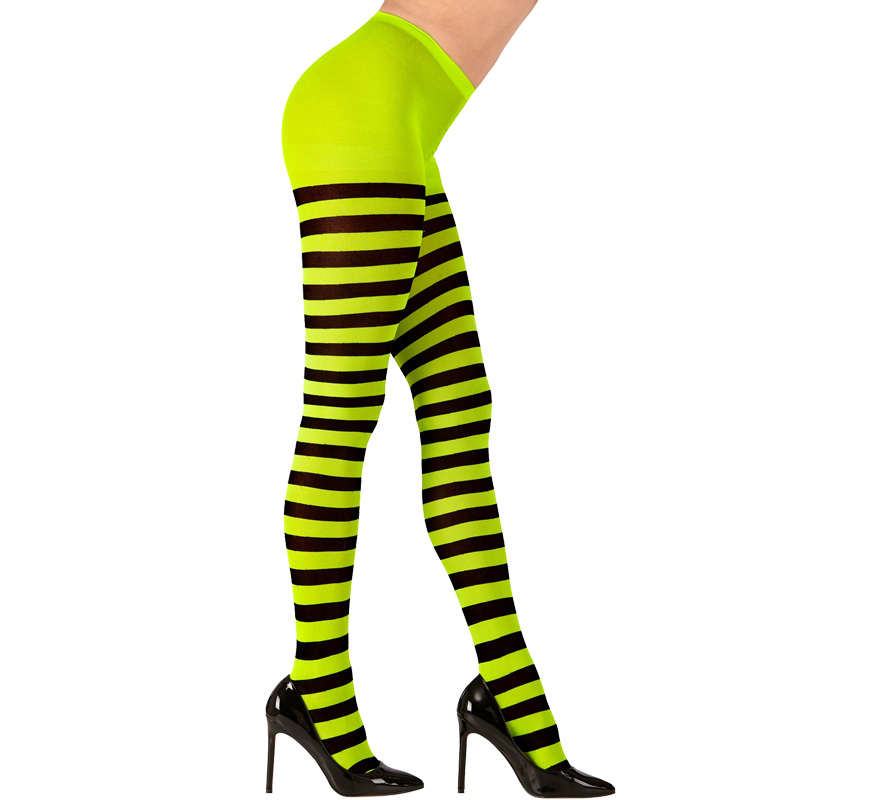 Green tights with black stripes, 70 denier for women-B