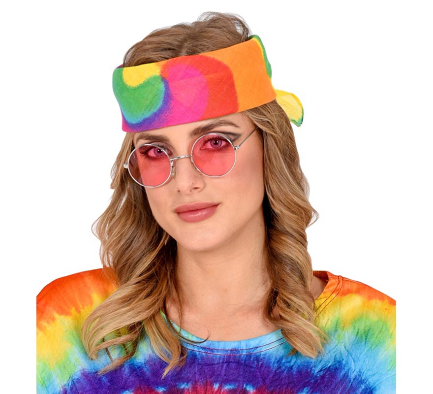 Multicolored Tie-Dye Hippie Scarf 55x55 cm-B