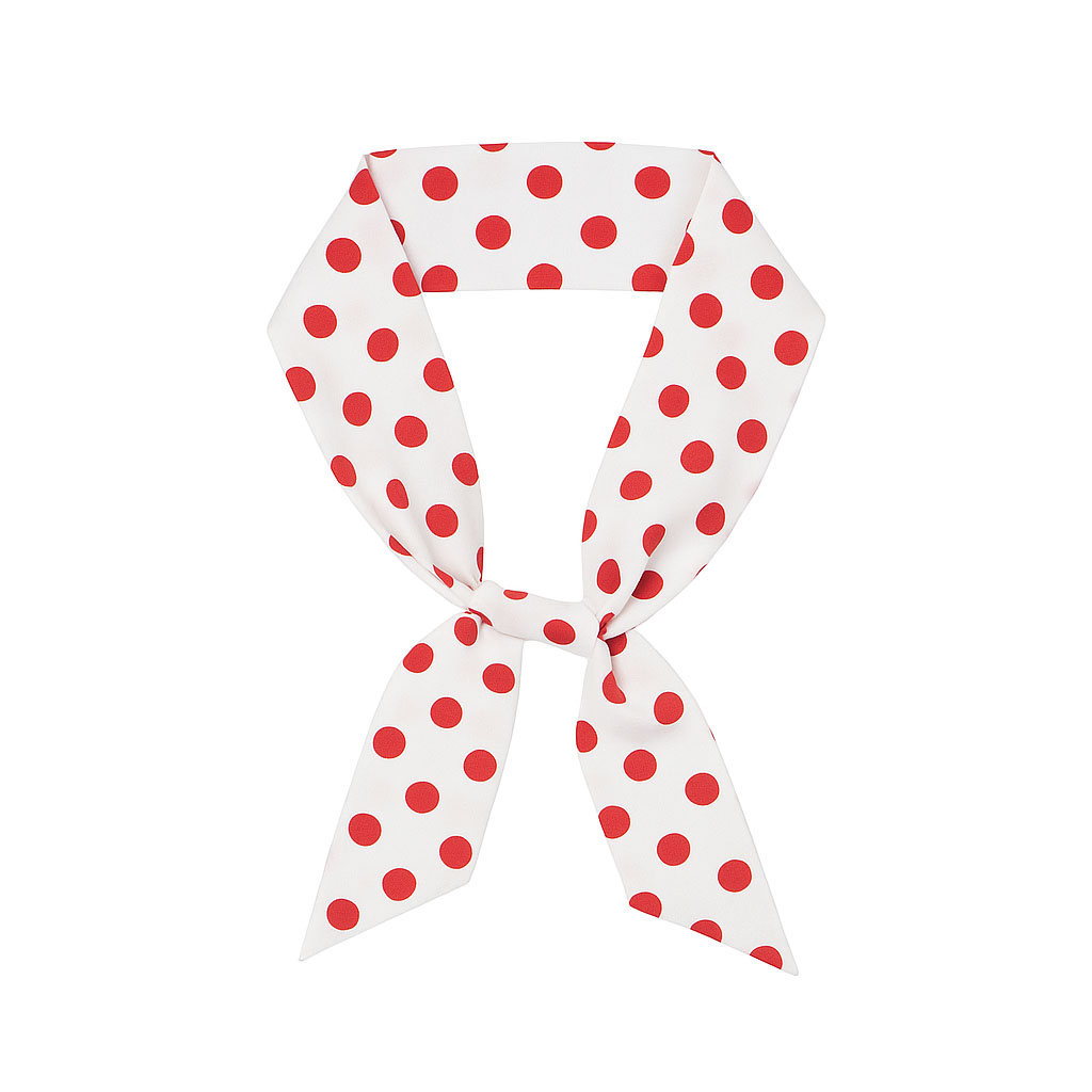 Echarpe Sevillana blanche à pois rouges 46x46 cm-B