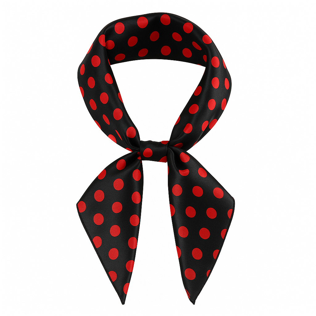 Foulard Sevillana noir à pois rouges 46x46 cm-B