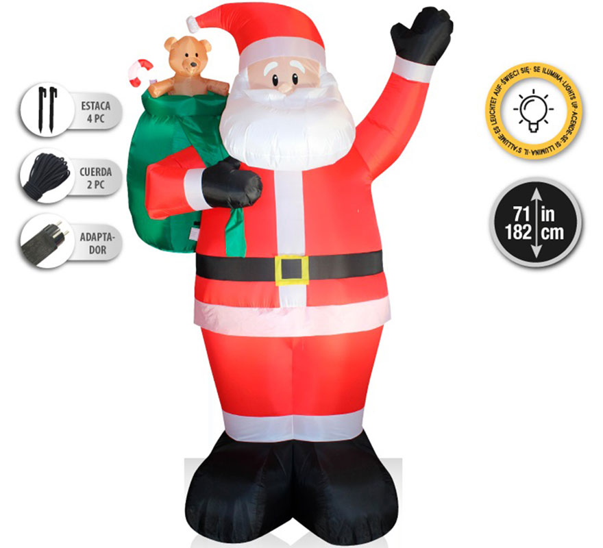Papá Noel Hinchable con LED de 182 cm-B