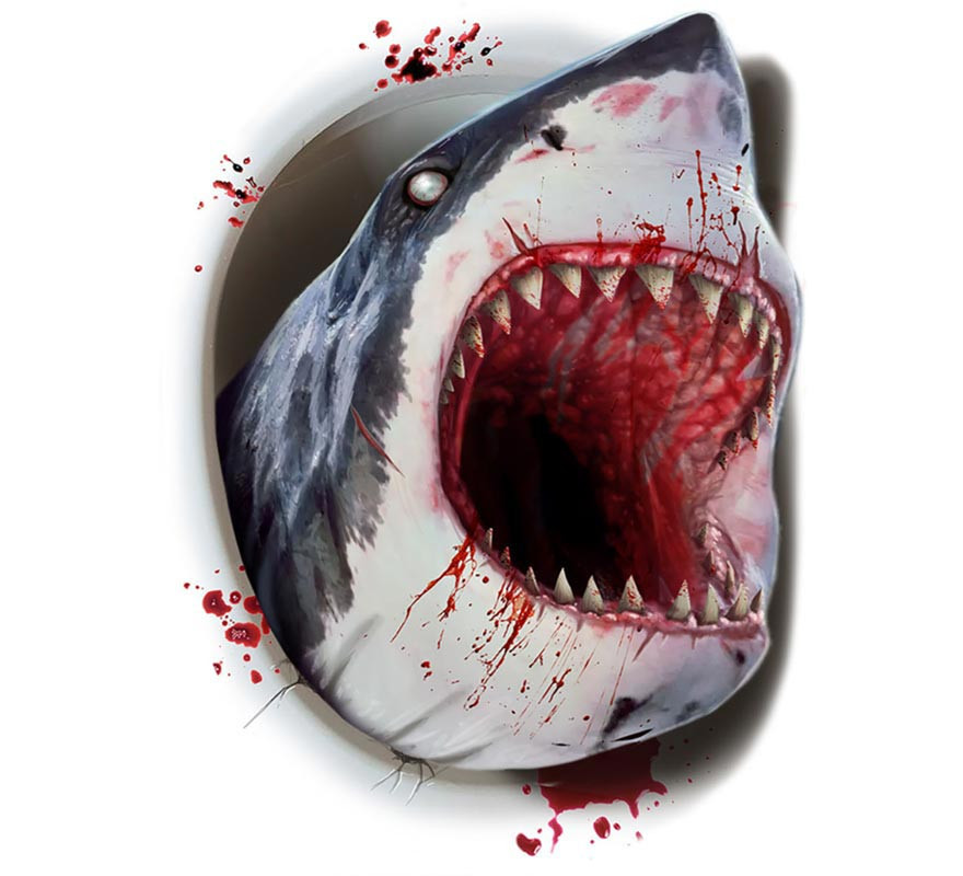 Adesivo Killer Shark para tampa de vaso sanitário 30x40 cm-B