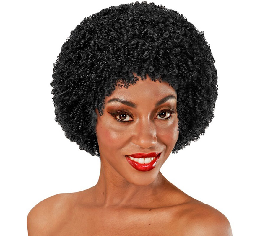 Peruca afro preta disco dos anos 70-B