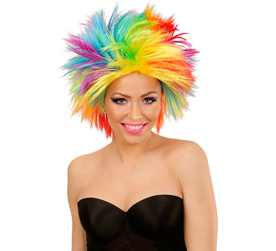 Peruca Punk Arco-Íris dos Anos 80-B