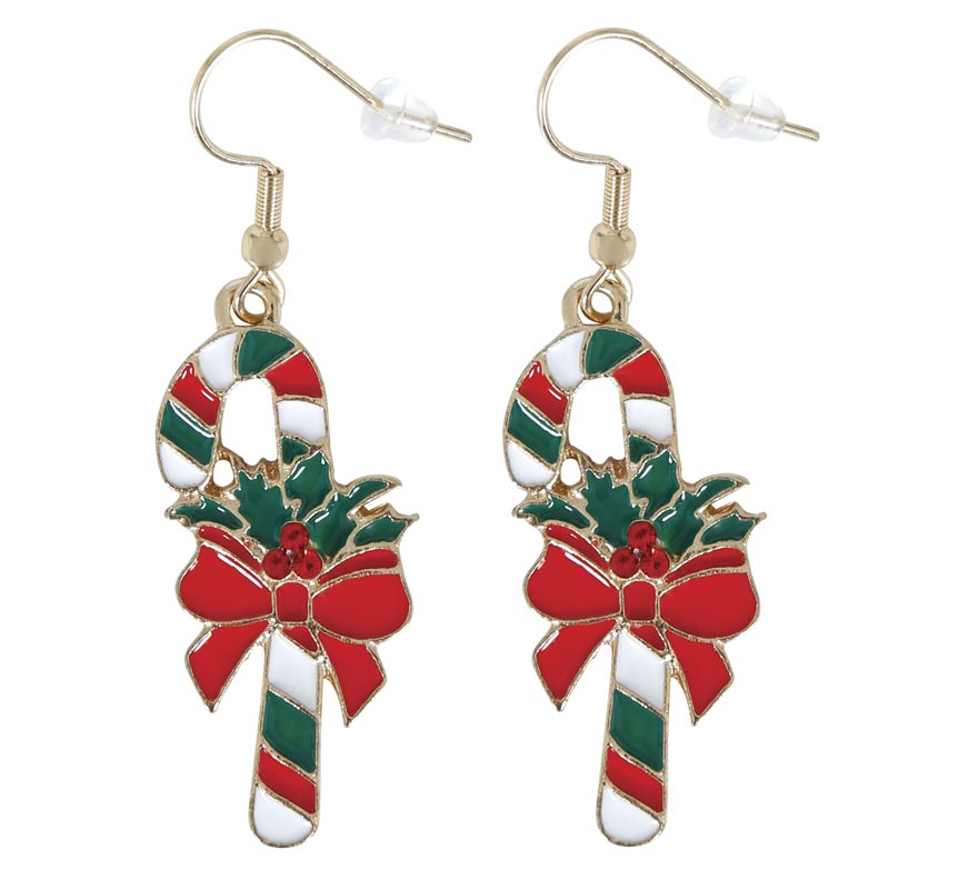 Christmas Cane Earrings-B