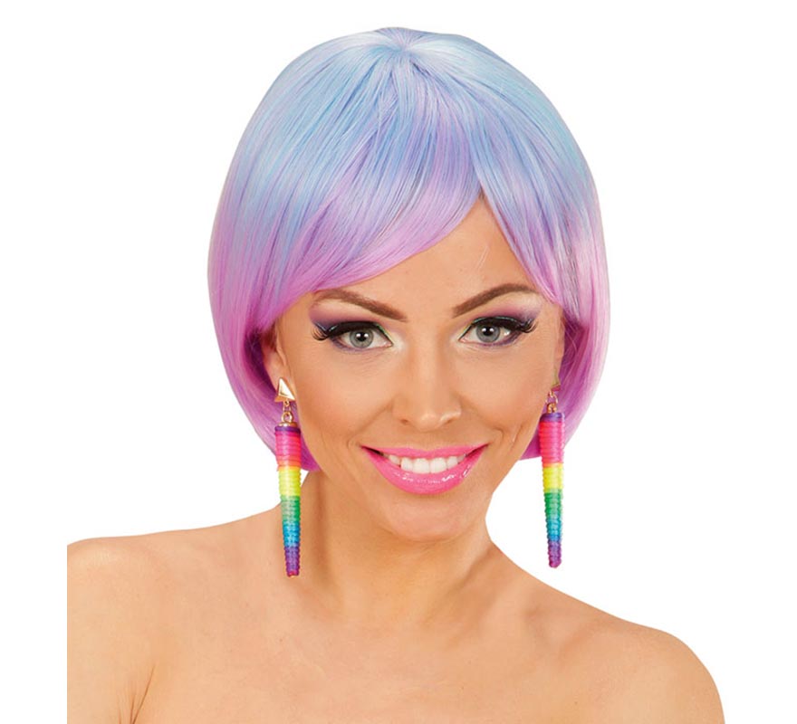 Multicolored neon cone earrings-B