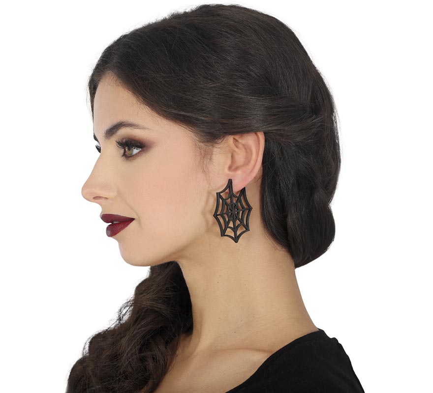 5cm Black Spiderweb Earrings-B