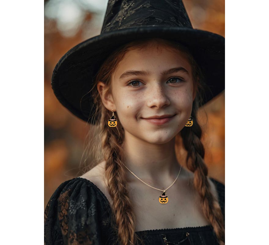 Pumpkin Earrings and Necklace-B