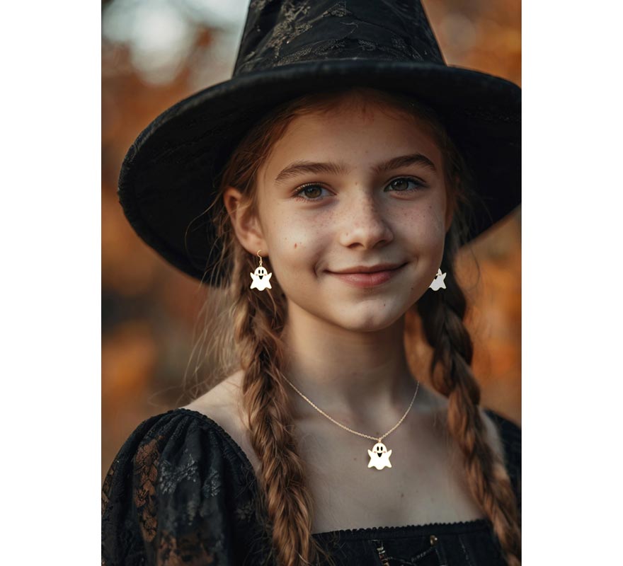 Ghost Earrings and Necklace-B