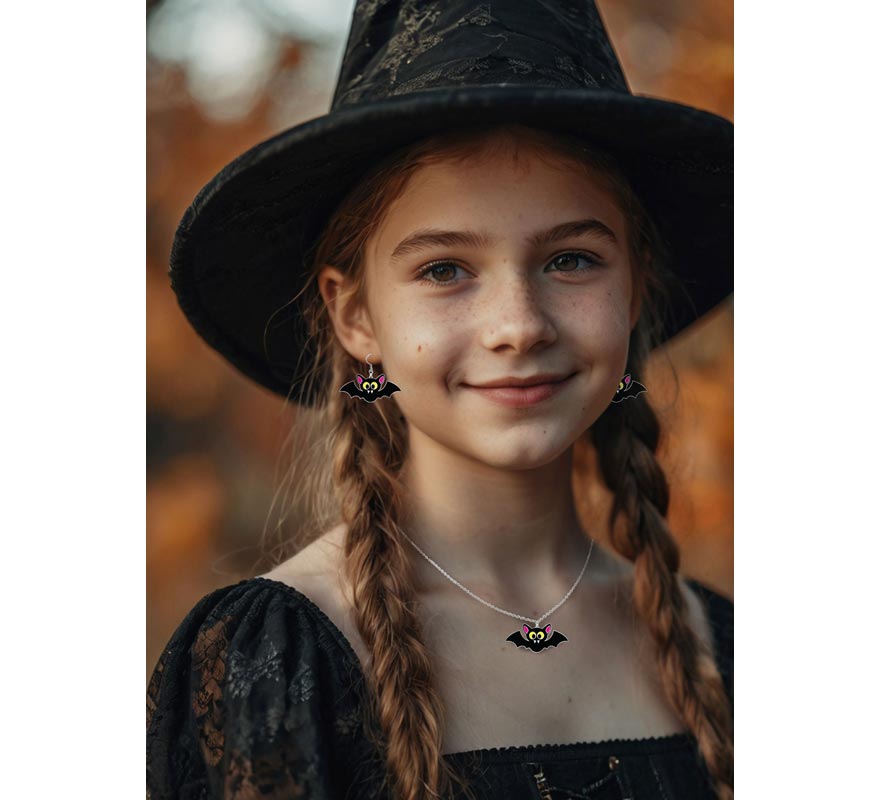 Bat Earrings and Necklace-B