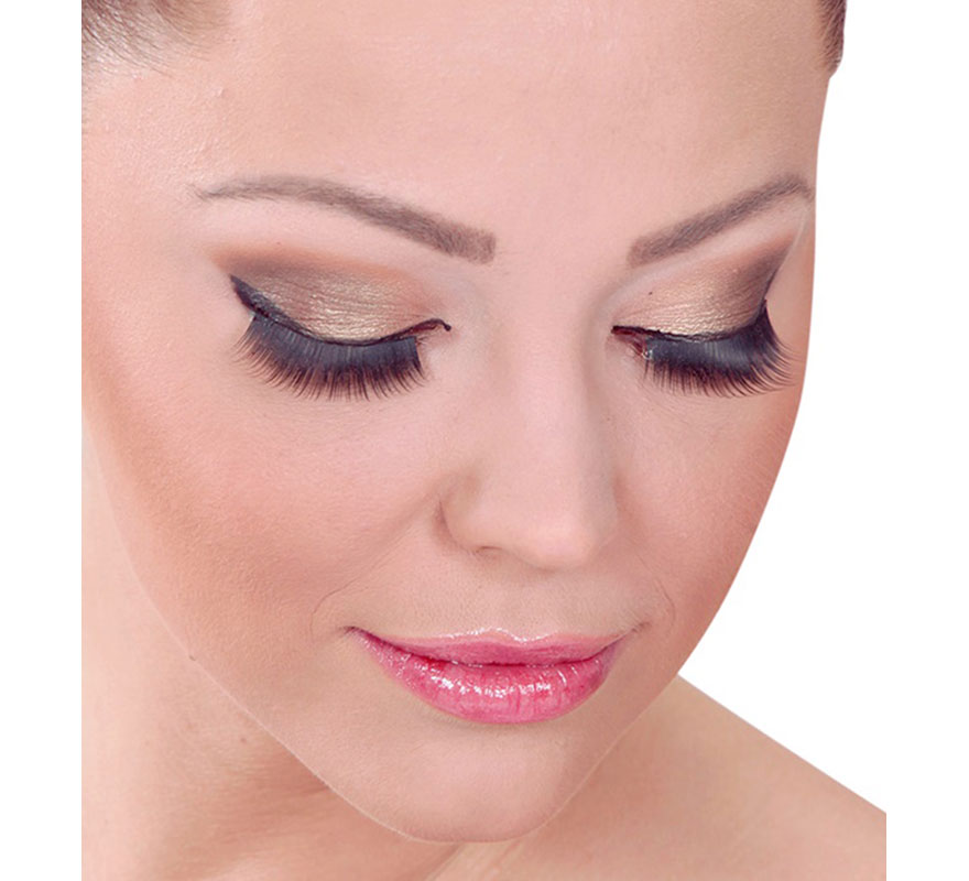Thick black false eyelashes with glue-B