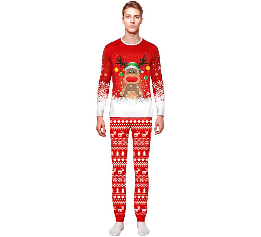 Pijama Navideño de Reno para adultos-B