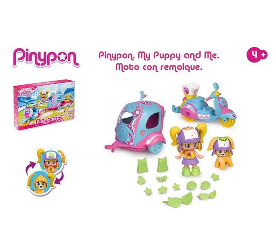 Pinypon My Puppy and Me. Figura con Mascota, Moto, Remolque y Accesorios-B