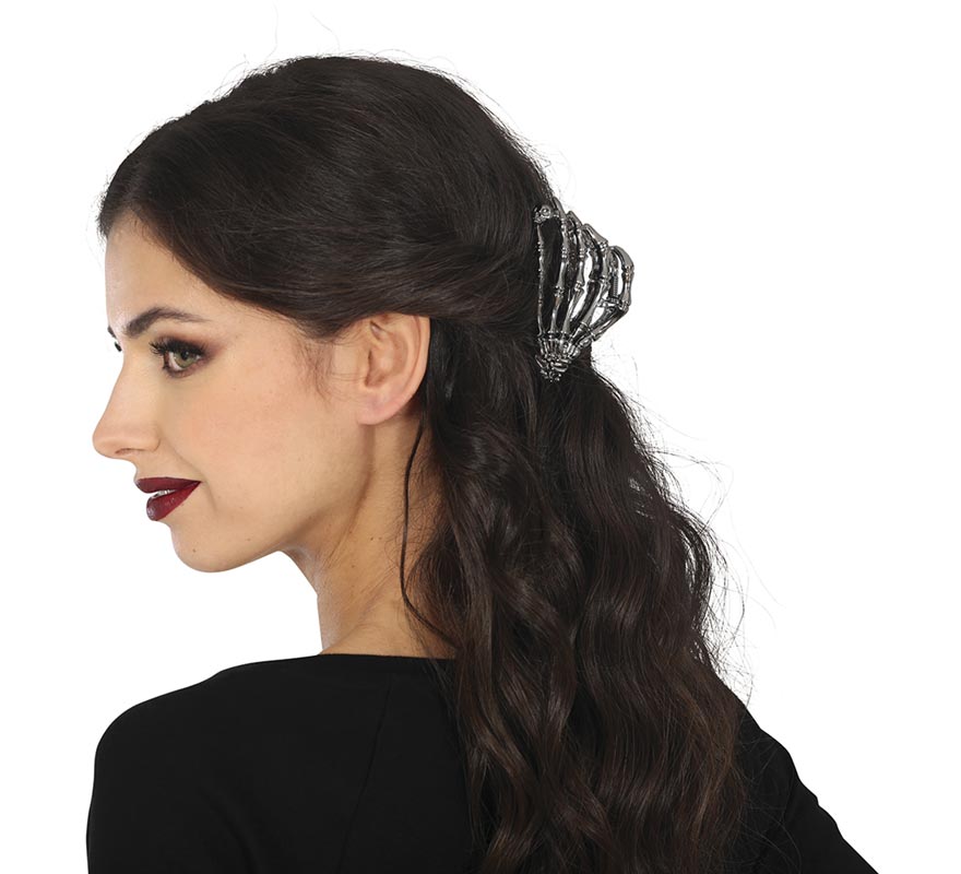 8.5cm Metal Skeleton Hand Hair Clip-B